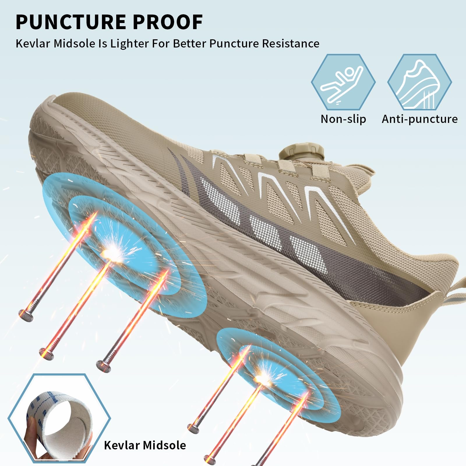BAXIWUY Scarpe Antinfortunistiche Uomo Scarpe da Lavoro Donna Leggere Traspiranti Sneakers Alte Antiscivolo Comode Scarpe Sicurezza Regolazione Rapida dei Lacci