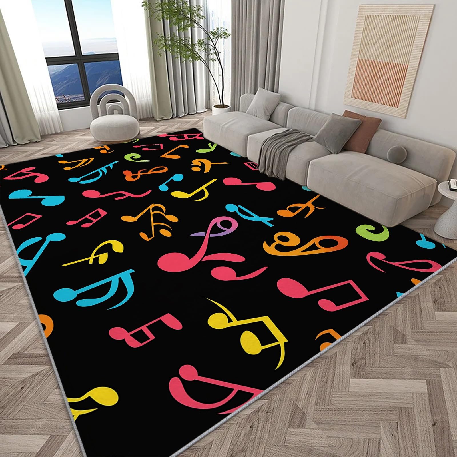 Tapis de salon doux et moelleux aux finitions soignées style moderne