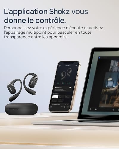 SHOKZ OpenFit 2+ Open-Ear Headphones,Wireless Bluetooth Headset, Dolby Audio Enabled, Comfortable Earbuds with Soft Hooks, 48H Playtime, IP55 Water-Resistant, USB-C & Wireless Fast Charging, Black - 9