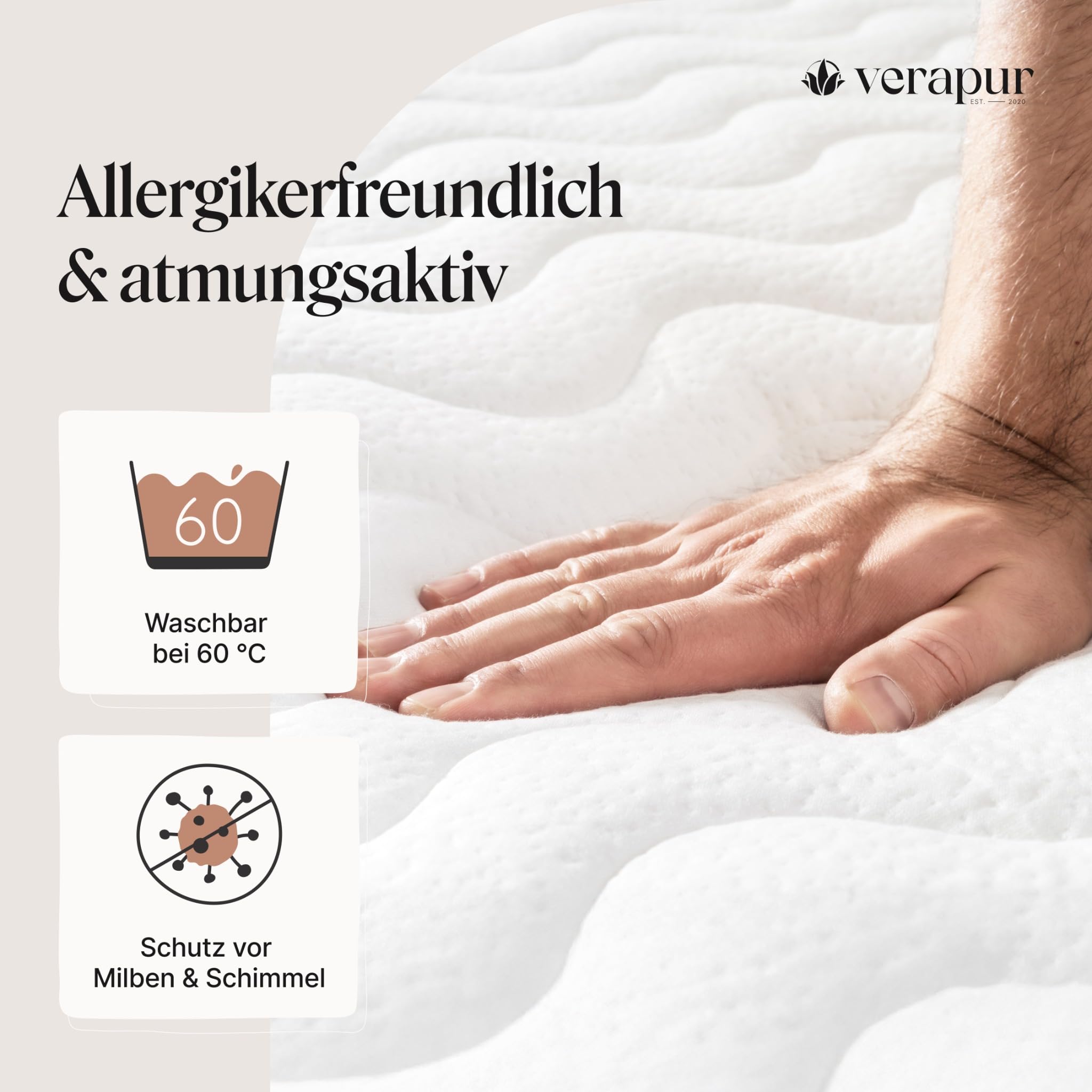 verapur Ortho Soft materac kieszeniowy 90 x 200 cm H2, 7-strefowy, miękki materac kieszeniowy, poszewka nadająca się do prania, Öko-Tex, wysokość 23 cm