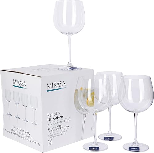 Miniatura 6 de MIKASA Julie - Juego de 4 vasos de cristal sin plomo, 22.1 onzas líquidas, transparentes