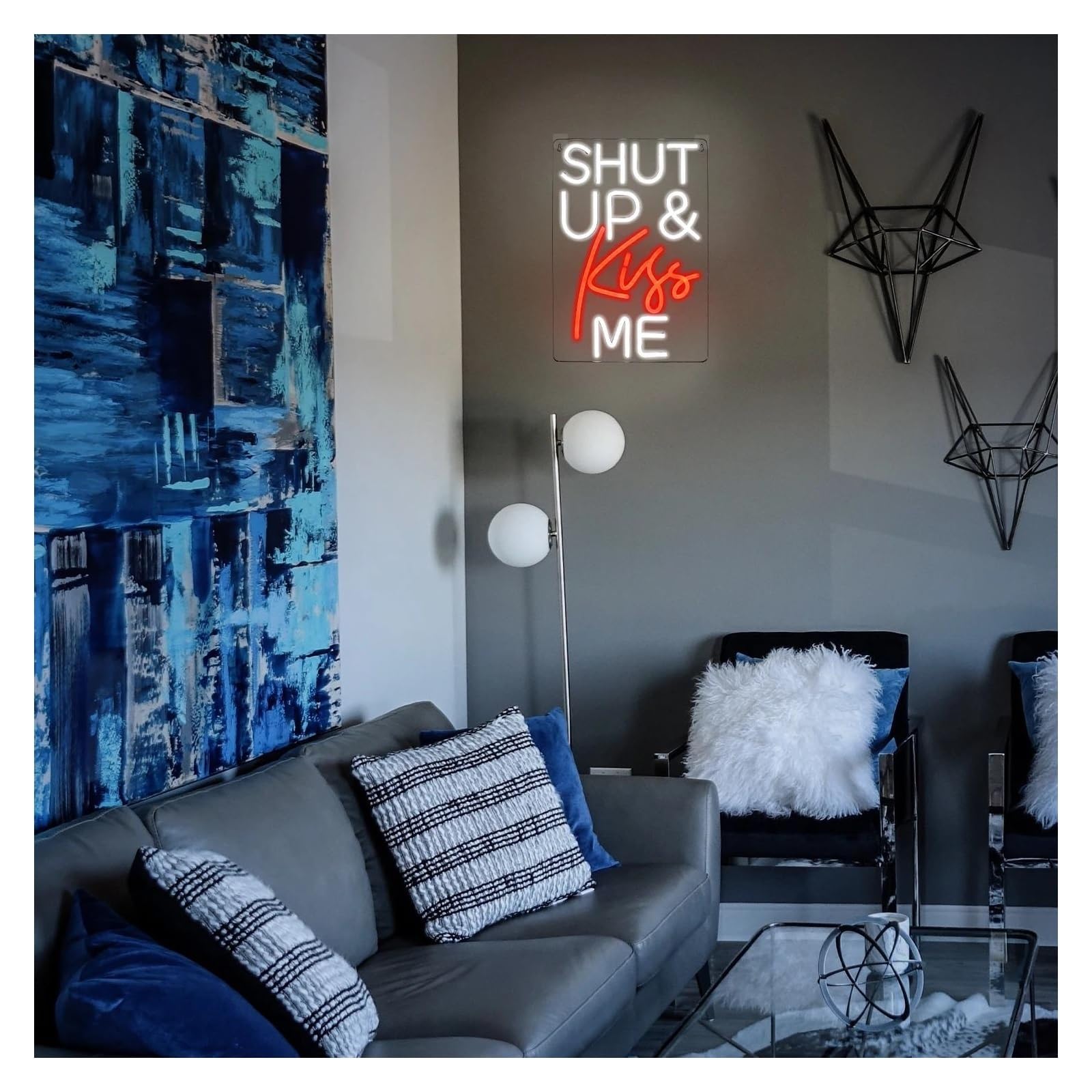 Enseigne lumineuse au néon Tais toi embrasse moi pour les lettres lumineuses au néon décoration murale à LED panneau pour bar chambre coucher de fille