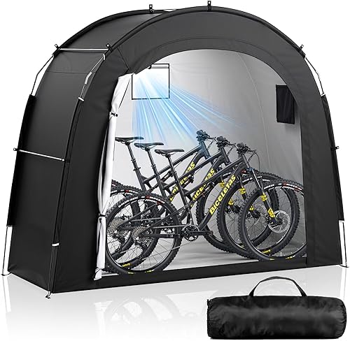 Housolution Cobertizo de almacenamiento de bicicletas para 3 bicicletas, al aire libre portátil 210D Oxford grueso PU4000 cubierta impermeable para