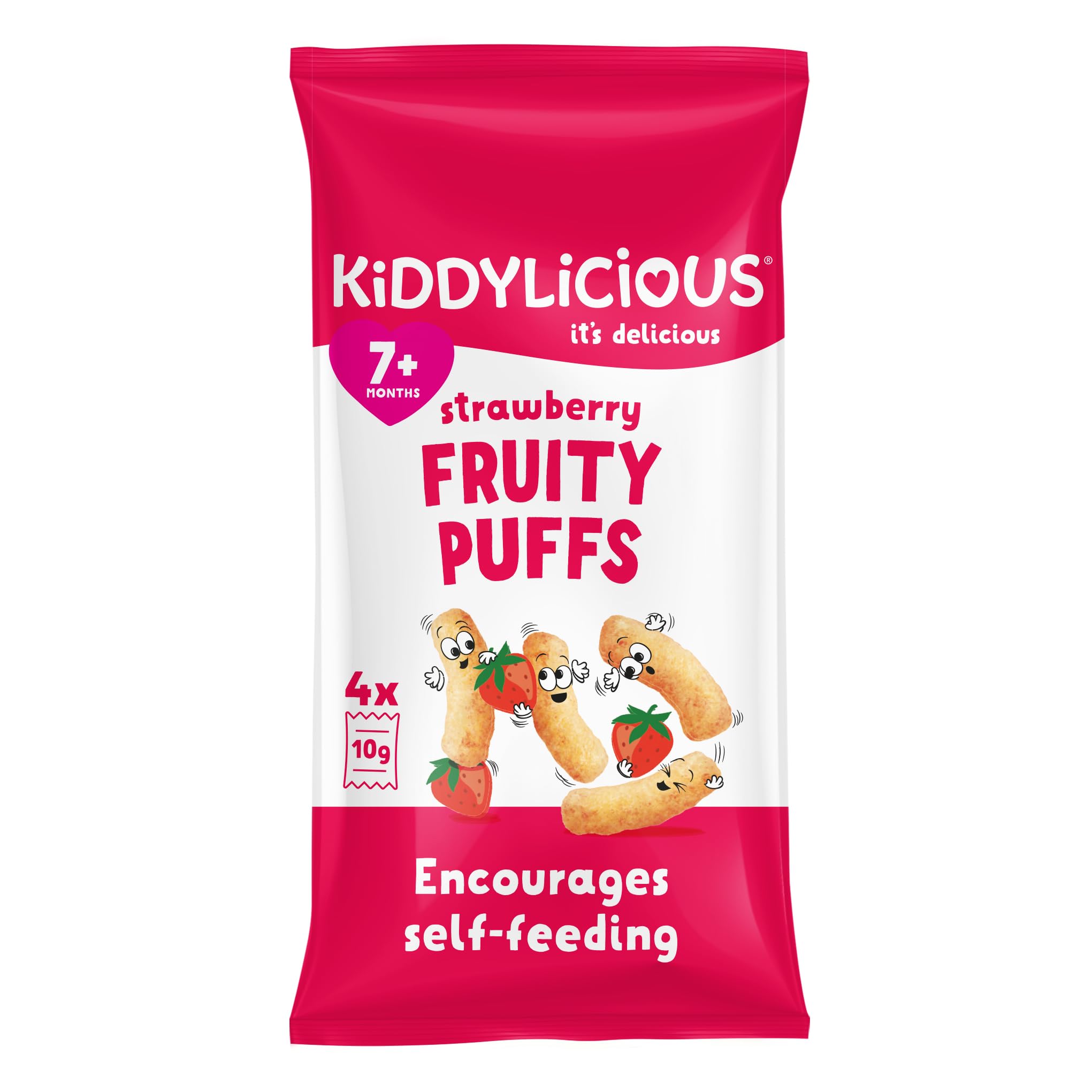 Strawberry Fruity Puffs-Kids Snack - Crumb Free - Suitable for 7+ Months - 4 Packs (4x10gms)