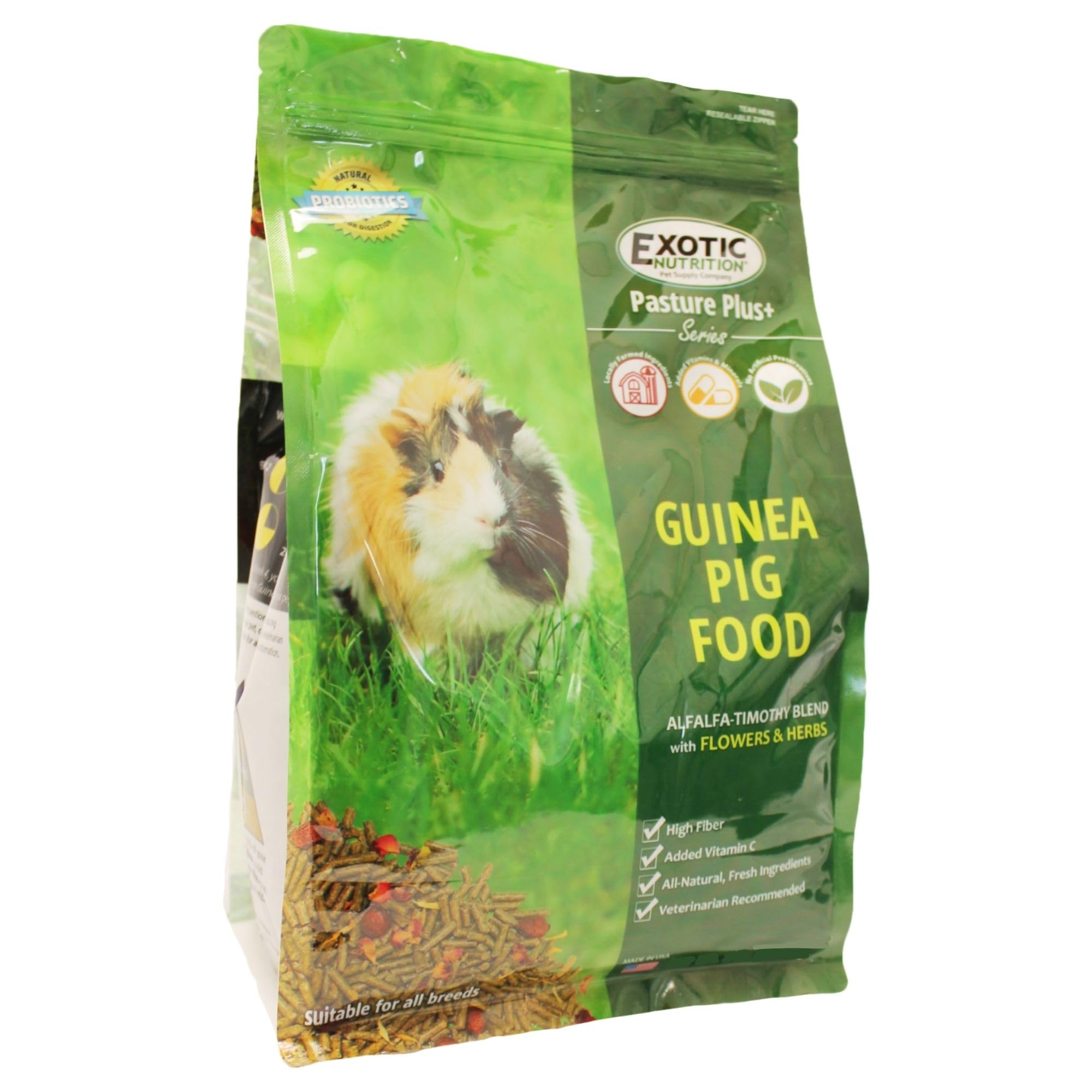 4.2 LB Guinea Pig Food - Pasture Plus+ Series - Nutritionally Complete Natural Healthy Pellet Diet - for Pet Guinea Pigs