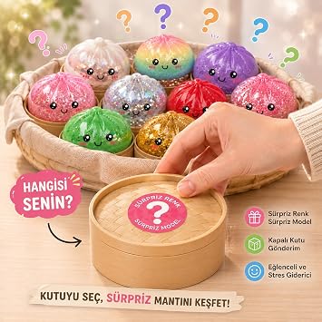 Çin Mantısı Patlamayan Sürpriz Squishy Oyuncak TPR Stres Topu Bambu Kutulu