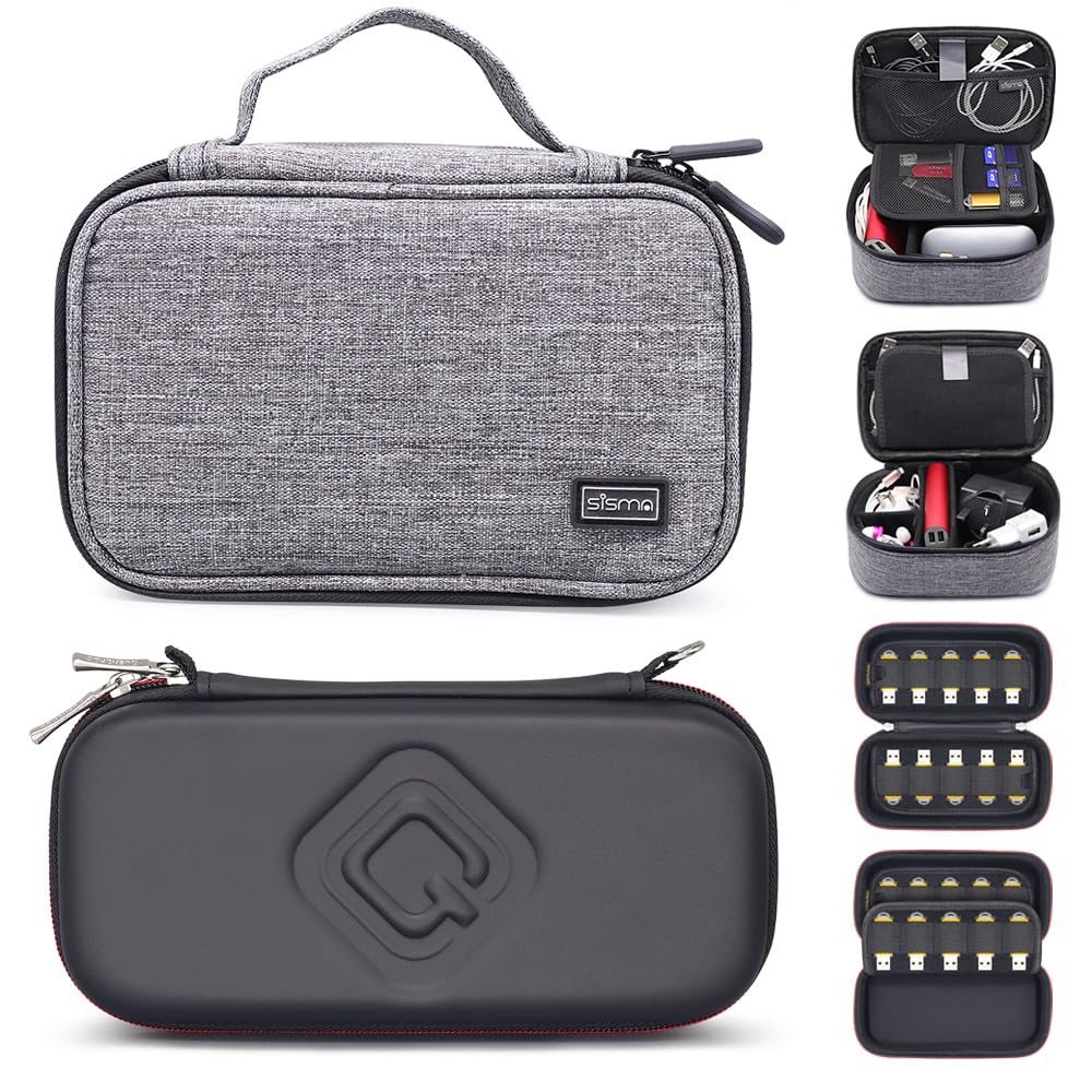 QUENZROC USB Flash Drive Case Black + sisma Travel Cords
