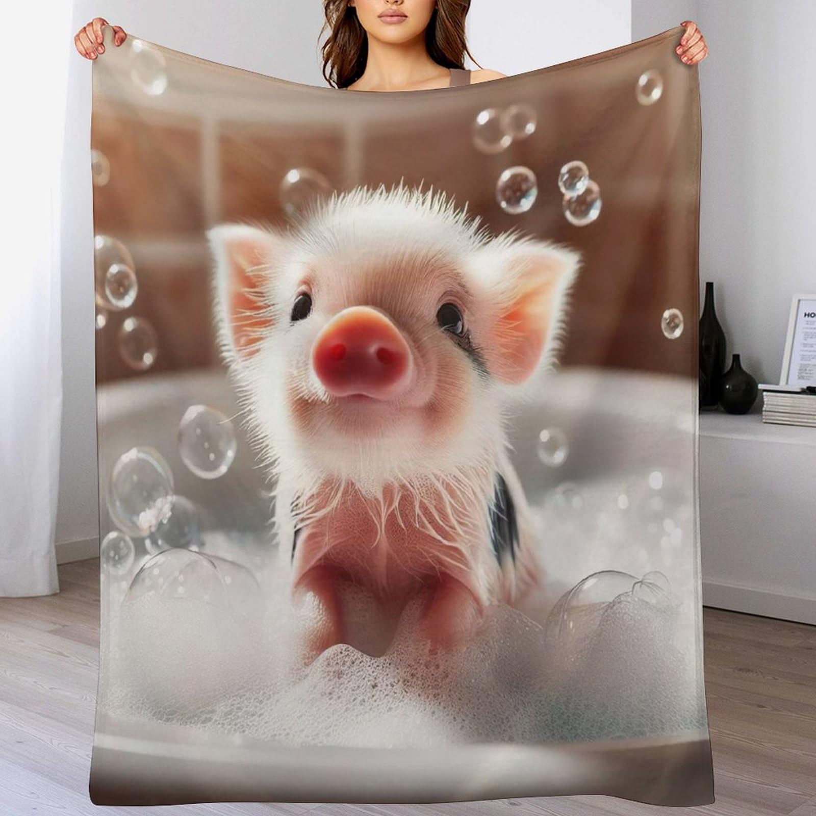 Couverture polaire Cochon Mignon : plaid chaud de flanelle pour vos soirées cocooning canapé