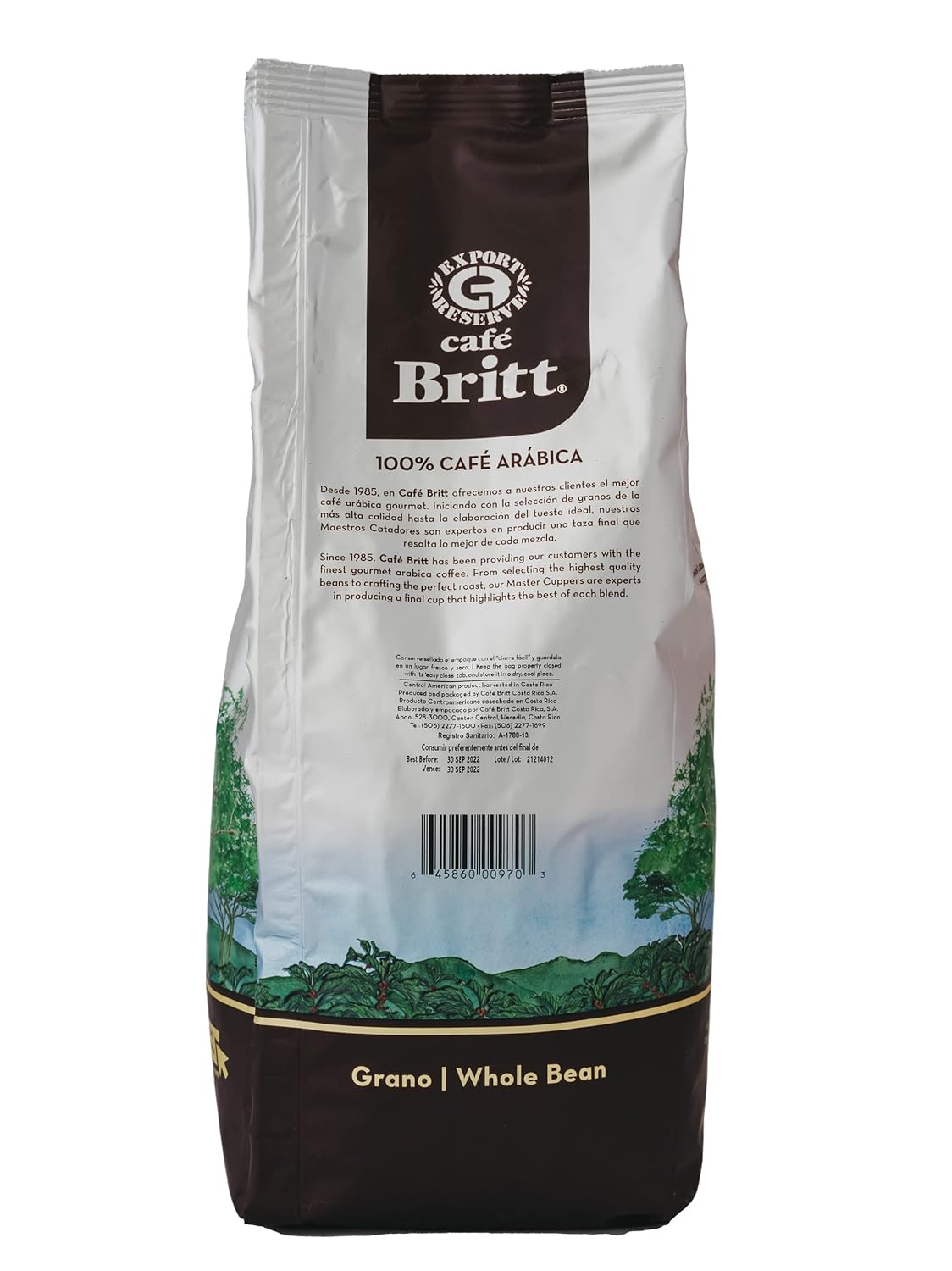 Café Britt® - Costa Rican Dark Roast (2 Lbs Each) (2-Pack) (4 Lbs Total) - Whole Bean, Arabica Coffee, Kosher, Gluten Free, 100% Gourmet & Dark Roast