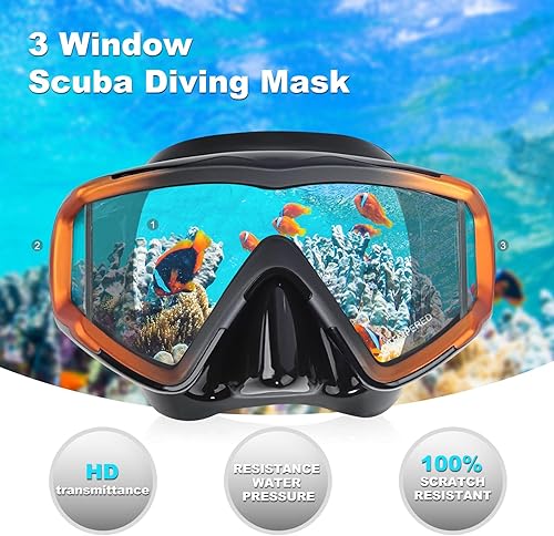 Miniatura 2 de Máscara de buceo Pano 3 para adultos, máscara de esnórquel de vidrio templado, máscara de natación antivaho sin fugas, gafas de natación