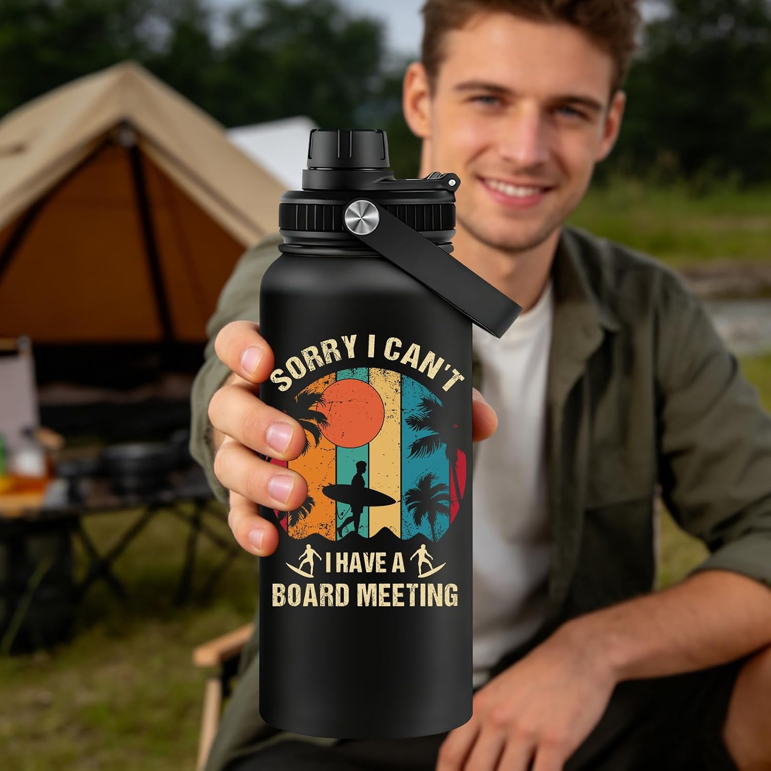 Surfing Gifts for Men Women, Surfing Accessories, 32oz Water Bottle image 4