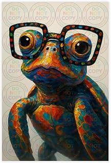 Little Turtle with Colorful Eyes, Funny Pet Art, Decoration for Animal Lovers Canvas Poster Bedroom Sports Landscape Office Room Decoration Gifts Unframe 20x30inch