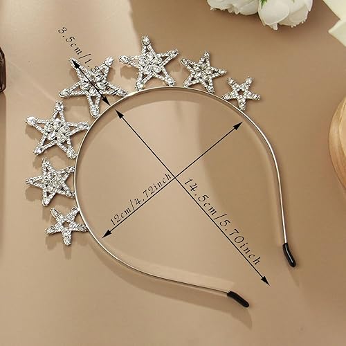 Miniatura 3 de Corona de corona de estrella de cristal plateado, tiaras de diosa con diamantes de imitación, accesorios para el cabello, coronas de ángel