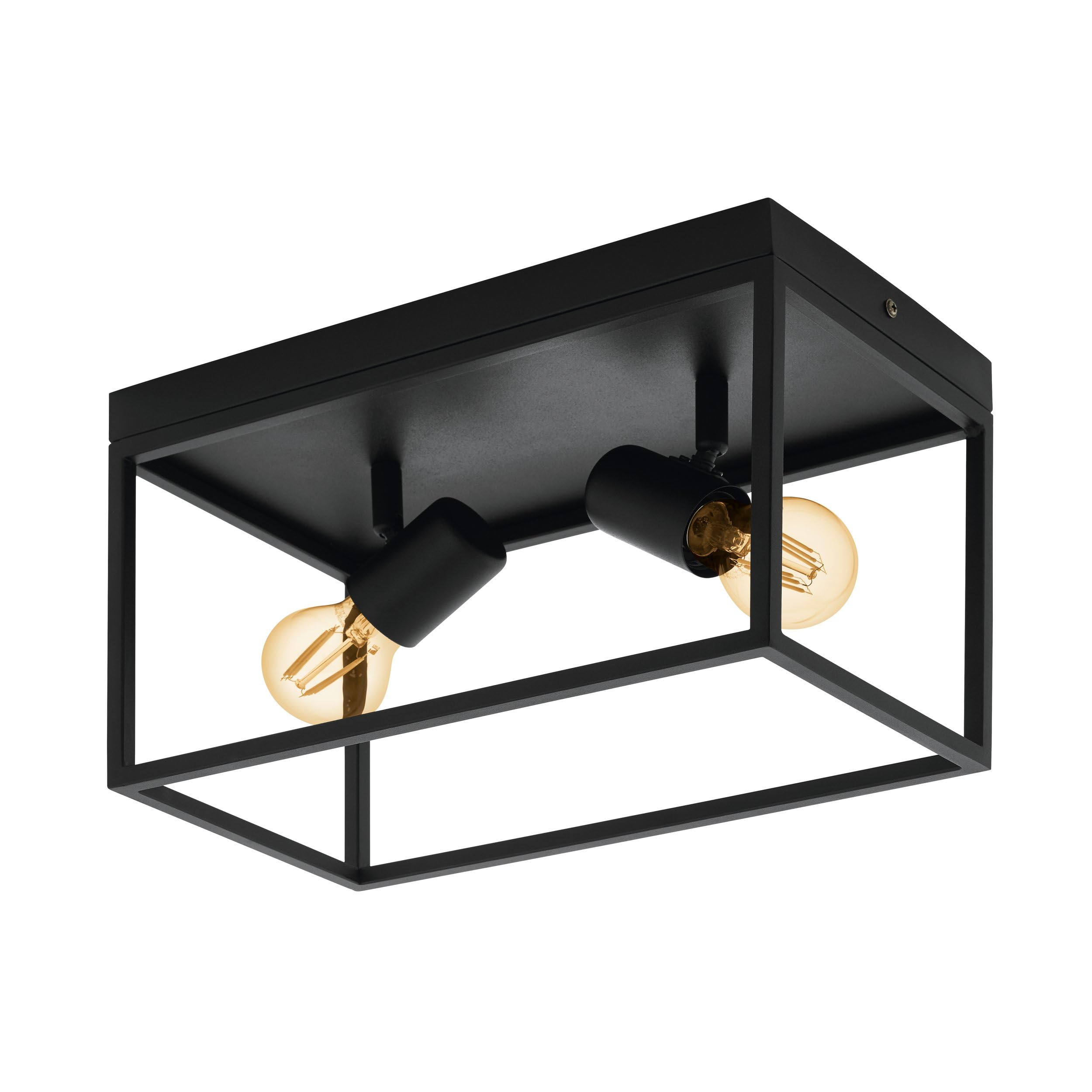 EGLO Deckenlampe Silentina, 2 flammige Deckenleuchte, Industrial aus Stahl