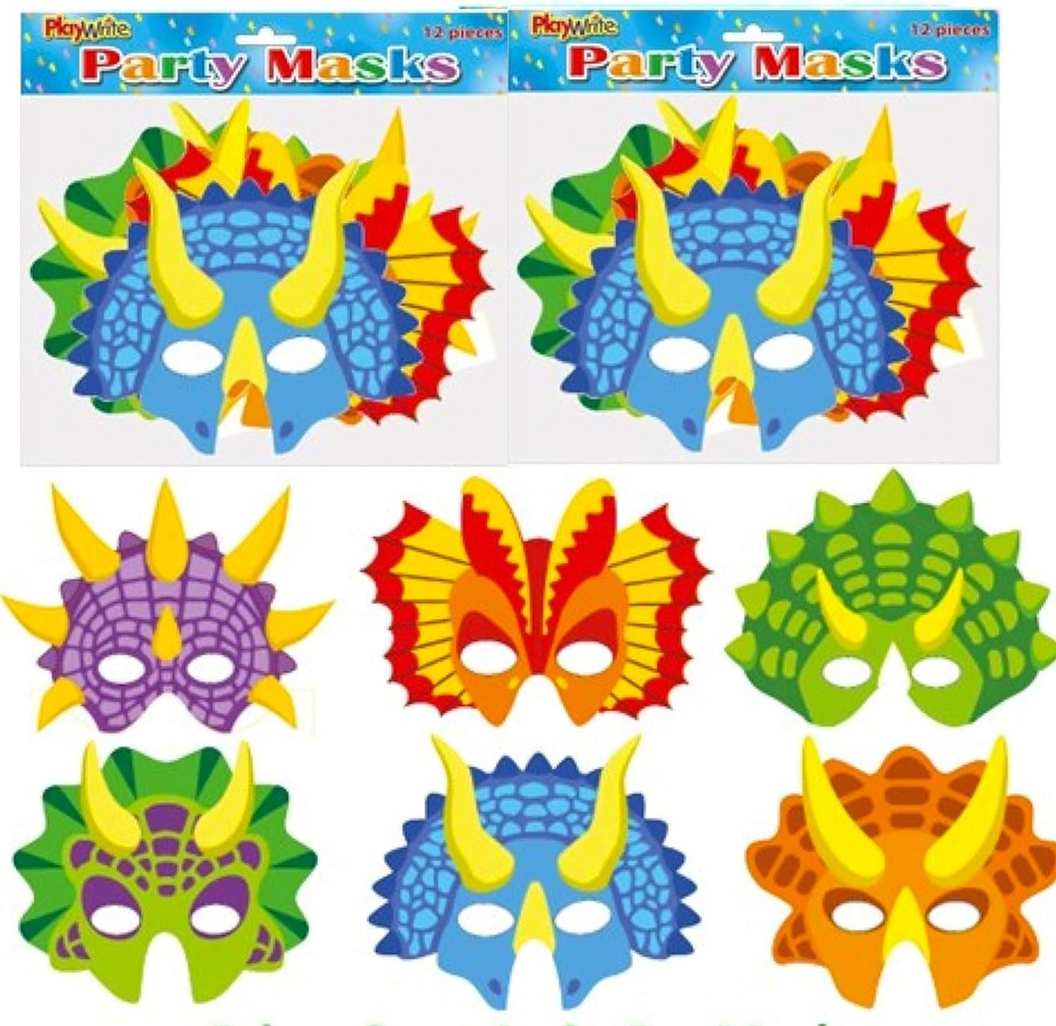 MustBeBonkers Cardboard Face Masks (Dinosaur, 36)