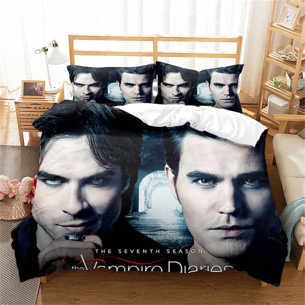 Bedding Set Vampire Diaries Duvet Cover Set for Boys Girls Junior/Cot Bed Reversible Lovely Colorful Comforter Cover (200x200cm(Double),TVD 02)