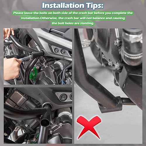 Miniatura 2 de Motocicleta de acero delantero del motor protector de la barra de choque Protector w/Pasajero trasero Pasajero subjaula subjaula Stunt Bar para