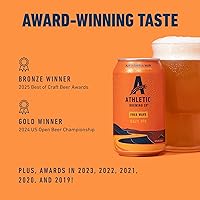 Vista 2 de Athletic Brewing Company Cerveza artesanal sin alcohol, IPA Hazy baja en calorías, combina con ensalada, pizza y postres, mezcla de lúpulo vegano