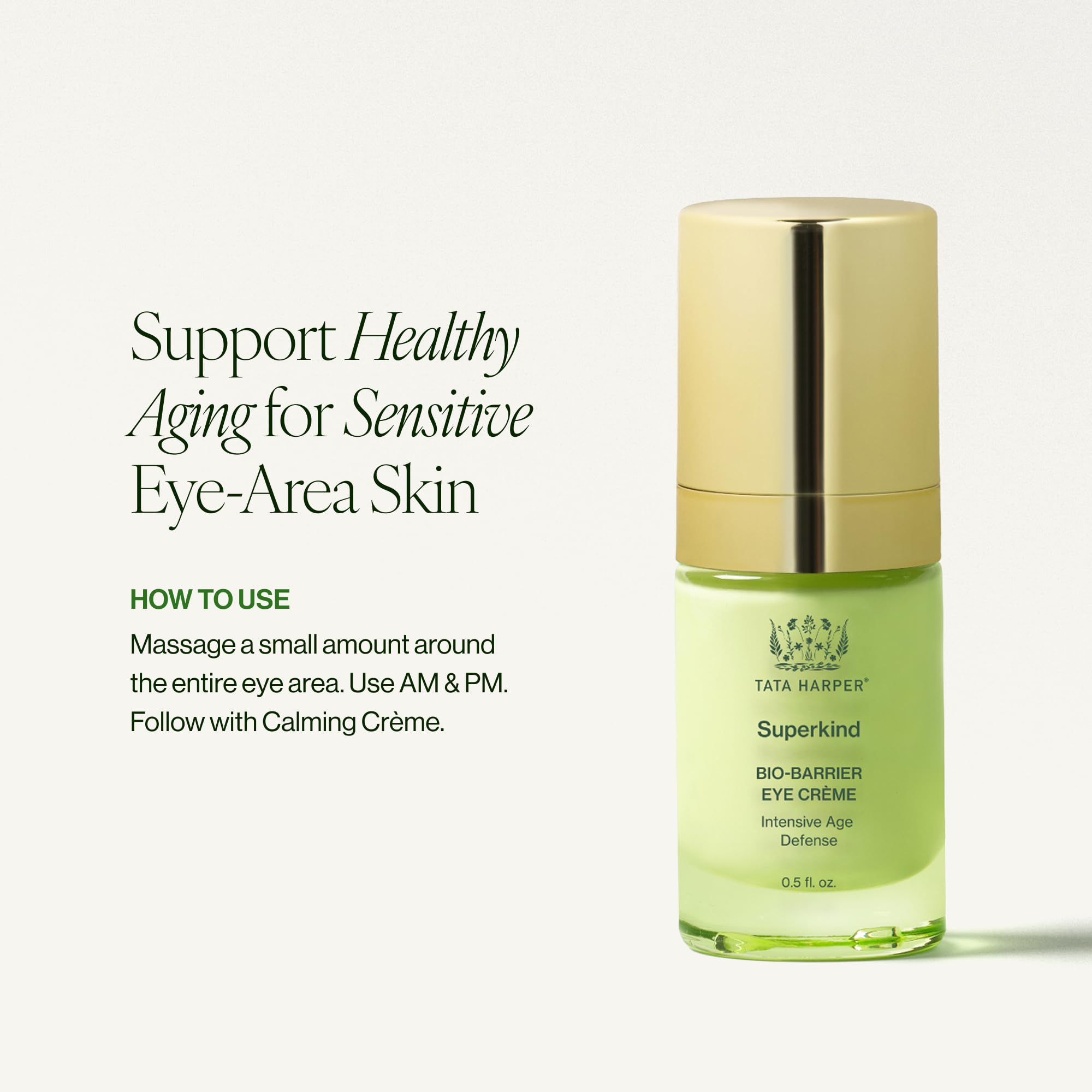 Tata Harper Superkind Bio-Barrier Eye Crème, Anti-Aging Eye Cream for Sensitive Skin, Hypoallergenic Skincare, Fragrance Free Skincare, Natural Skincare, Dermatologist Tested, Vegan, 15ml