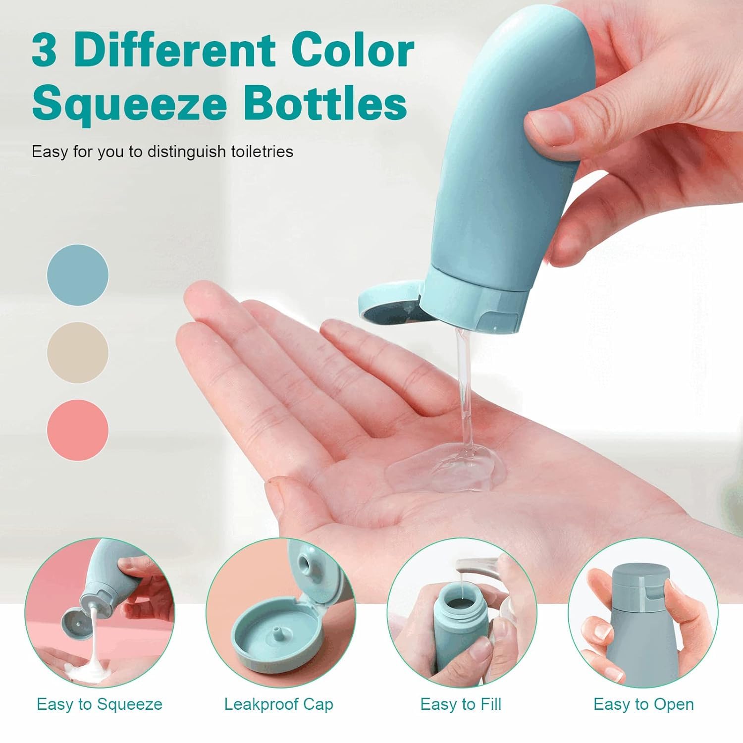 GaxQuly Travel Bottles Kit for Toiletries Organizer Leak Proof Refillable Squeezable Polypropylene Containers Set Clear Storage Bag for Lotion Shampoo Conditioner Cosmetic Shower Gel Hand Wash(11pcs) 1