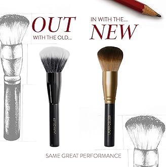 LAURA GELLER Full Face Powder Makeup Brush with Wooden Handle in Midnight Black – Foundation, Setting Powder, Blush, Bronzer, Highlighter and Luminizers – Sheer, Even Application and Blending Makeup