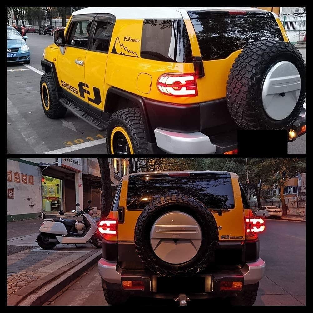 inginuity time LED Tail Lights For Toyota FJ Cruiser 2007-2014 Start-up Animation DRL Sequential Indicator Rear Lamp Assembly (Clear)