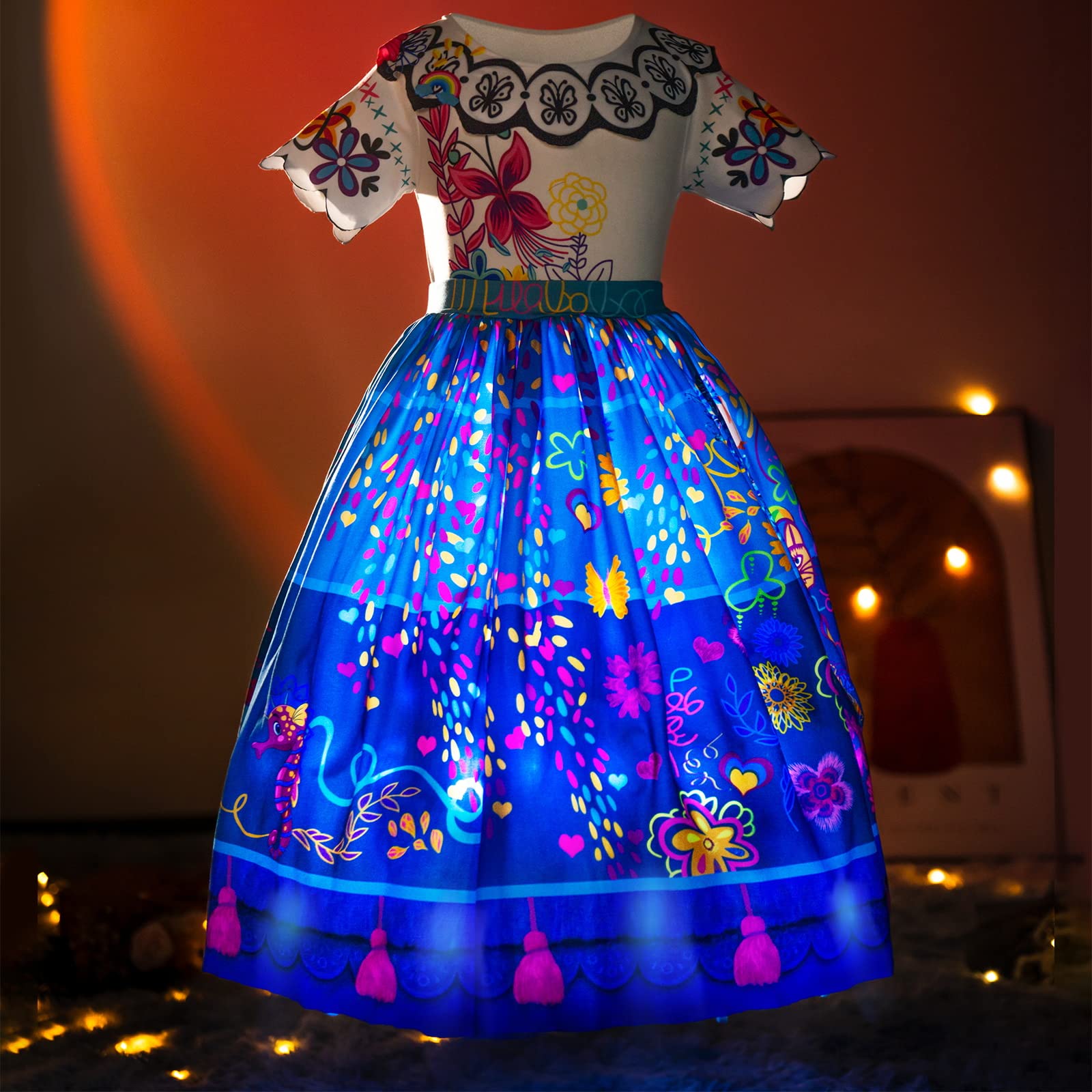 UPORPOR Light Up Princess Costumes for Girls Halloween Costume Carnival Dress for Little Girls Birthday Party Outfit Cosplay Dress Up Clothes for Teens Toddler Cartoon Outfit Dress