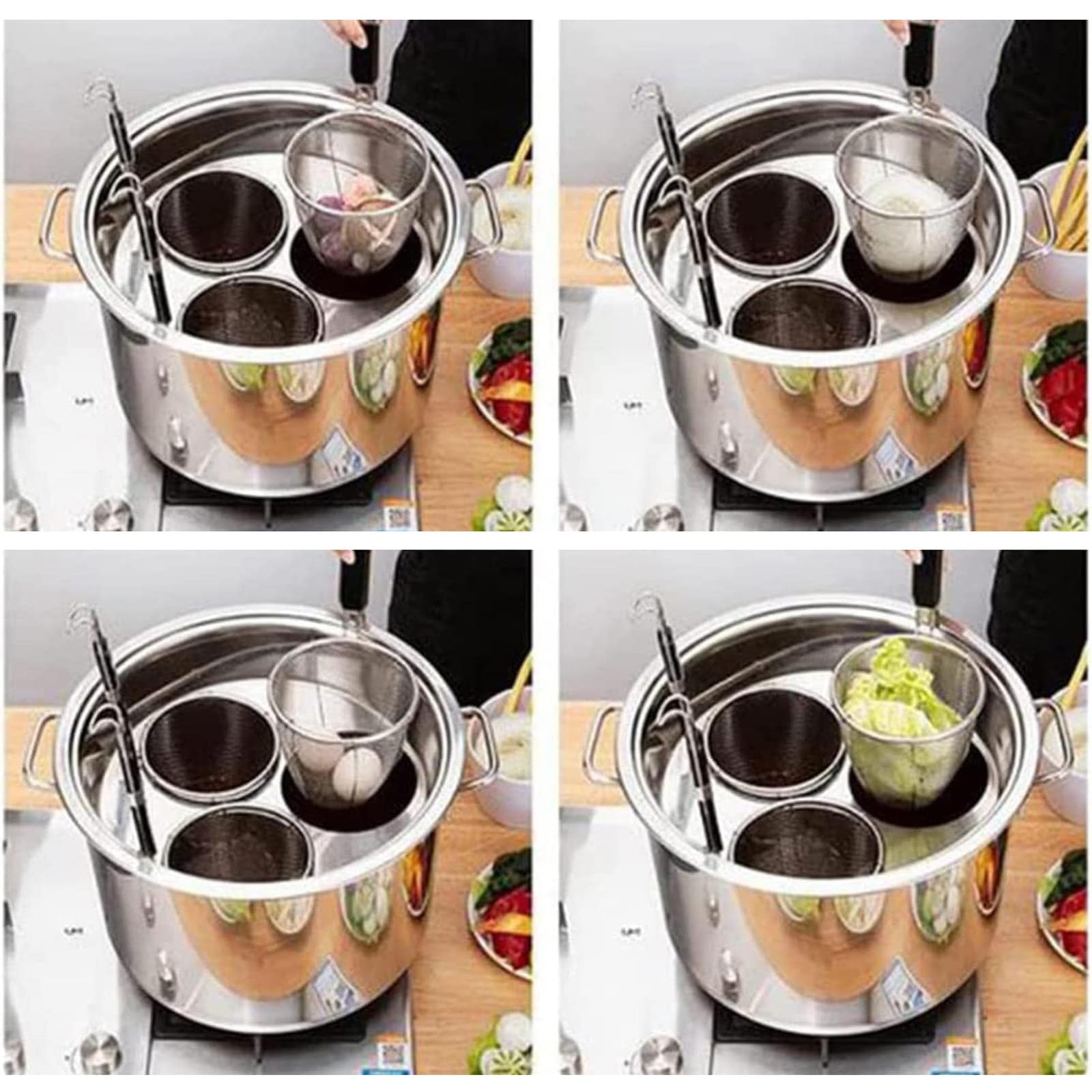 Olla de acero inoxidable para pasta con cesta coladora, 3/4/5 agujeros, olla para cocina