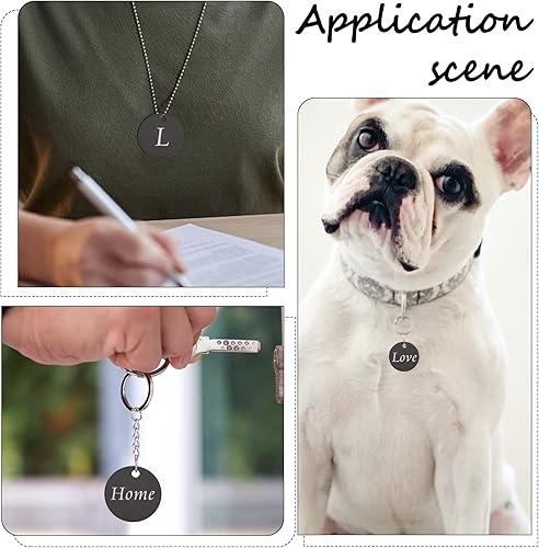 Miniatura 5 de SUNNYCLUE 1 caja de 40 etiquetas de aluminio en blanco redondas de estampado en blanco, juego de 20 paquetes de etiquetas de metal para perro,