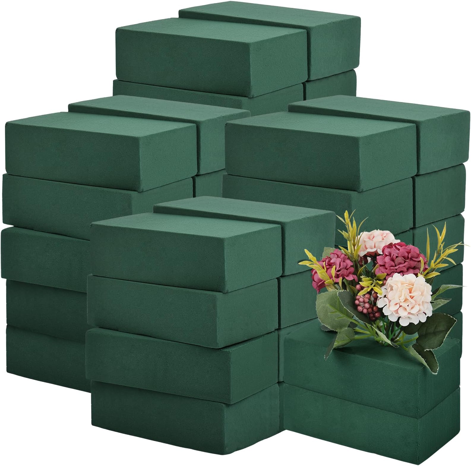 40 Pack Floral Foam Blocks 14x8x4.5cm Wet & Dry Florist Foam Bricks, Phenolic Plastic Green Blocks for Fresh and Artificial Flower Arrangements, Weddings, Funerals & DIY Floral Arts