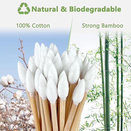 Miniatura 5 de Hisopos de algodón de 6 pulgadas de largo con palitos de bambú  Estuche de almacenamiento reutilizable incluido  Aplicadores con punta de algodón
