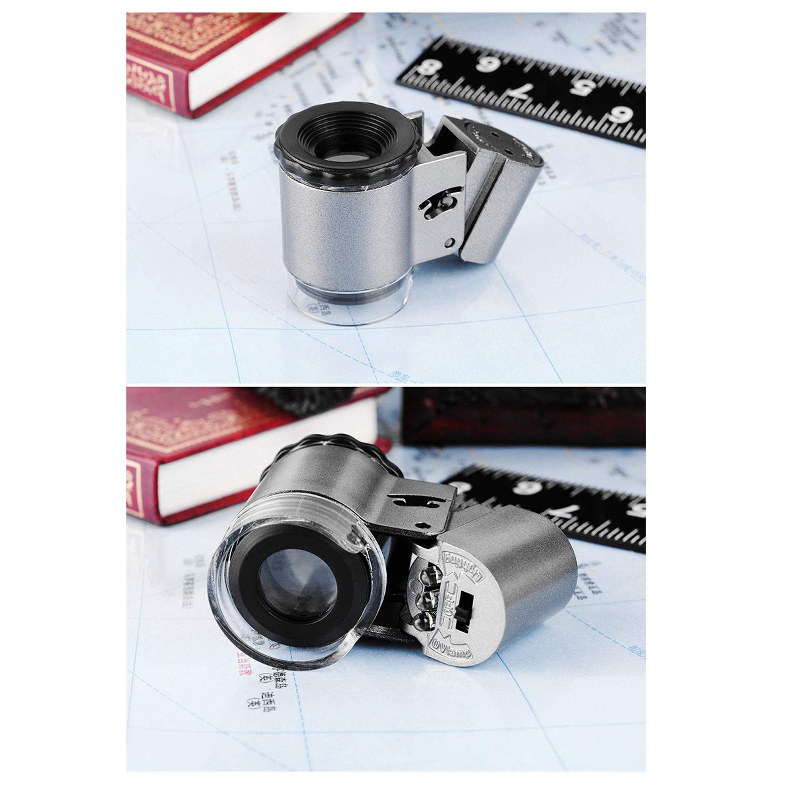 Leichte Lupe, 50-fache tragbare hochauflösende LED-Lichtmikroskop-Lupe für Wenwan Appraisal Watch Repair Reading Safehappy