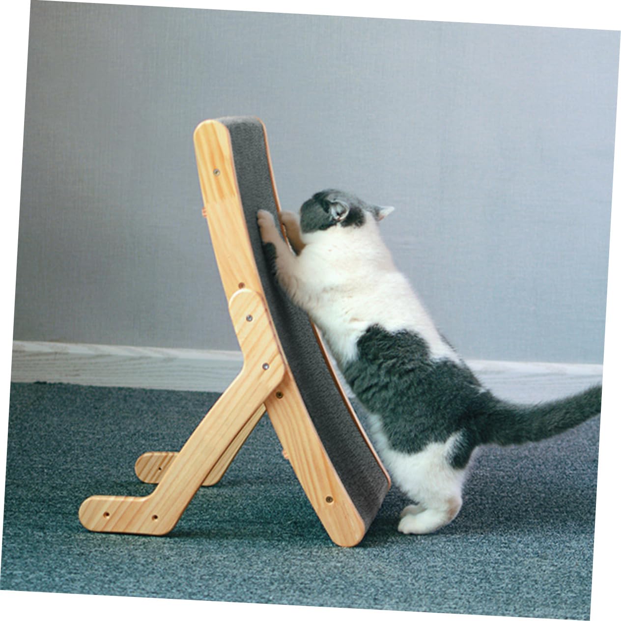 DOITOOL Rascador para Gatos de Madera y Cartón Ondulado Tabla de Moler Garras Juguete Rascador para Gatos Protector de Muebles para Uso en Interiores