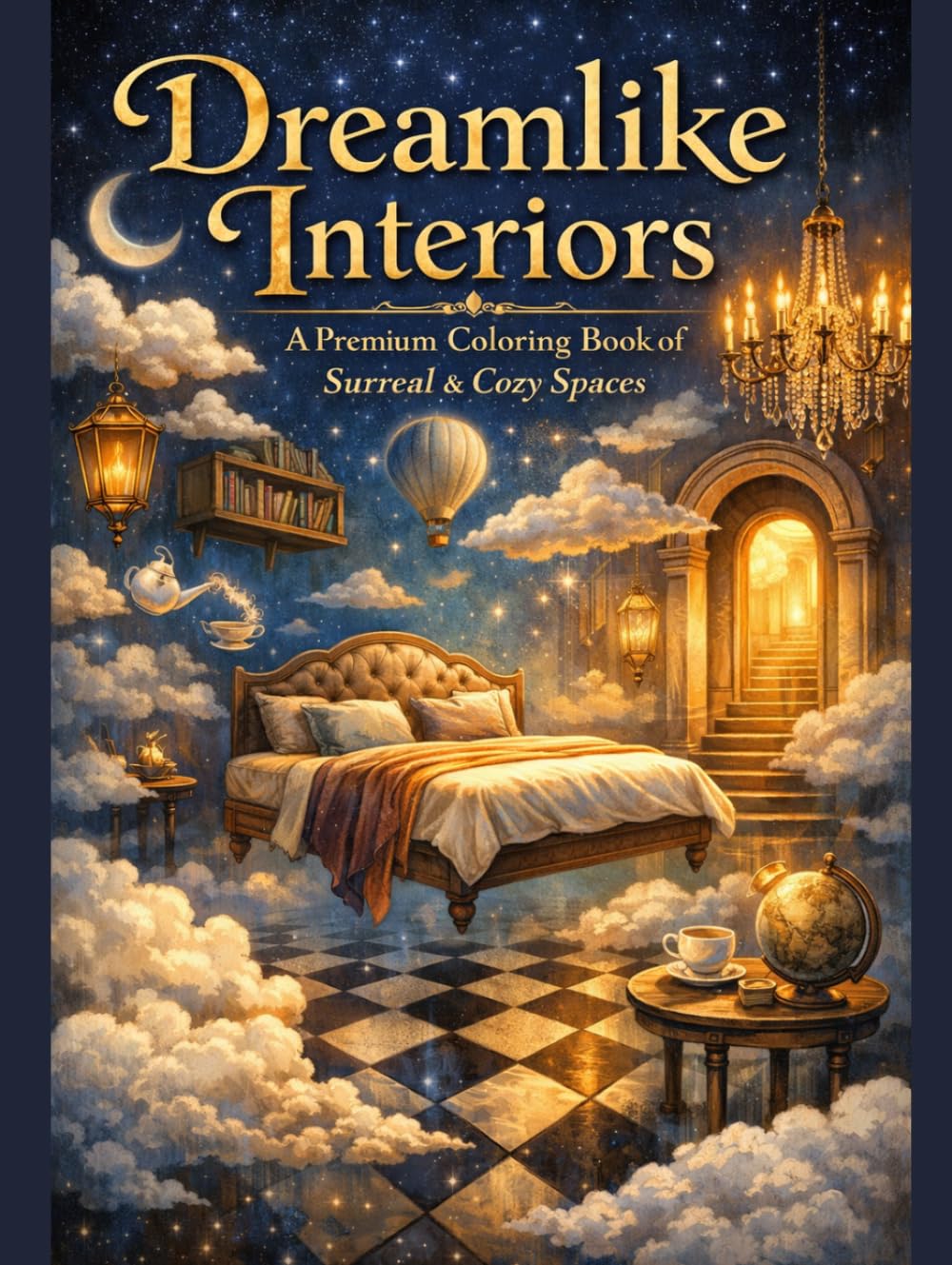 Dreamlike Interiors: A Premium Hardcover Adult Coloring Book of Surreal and Cozy Spaces: Luxurious Imaginary Designs, Floating Objects, and Mindful Creative Escape (CozyWhimsy Series)