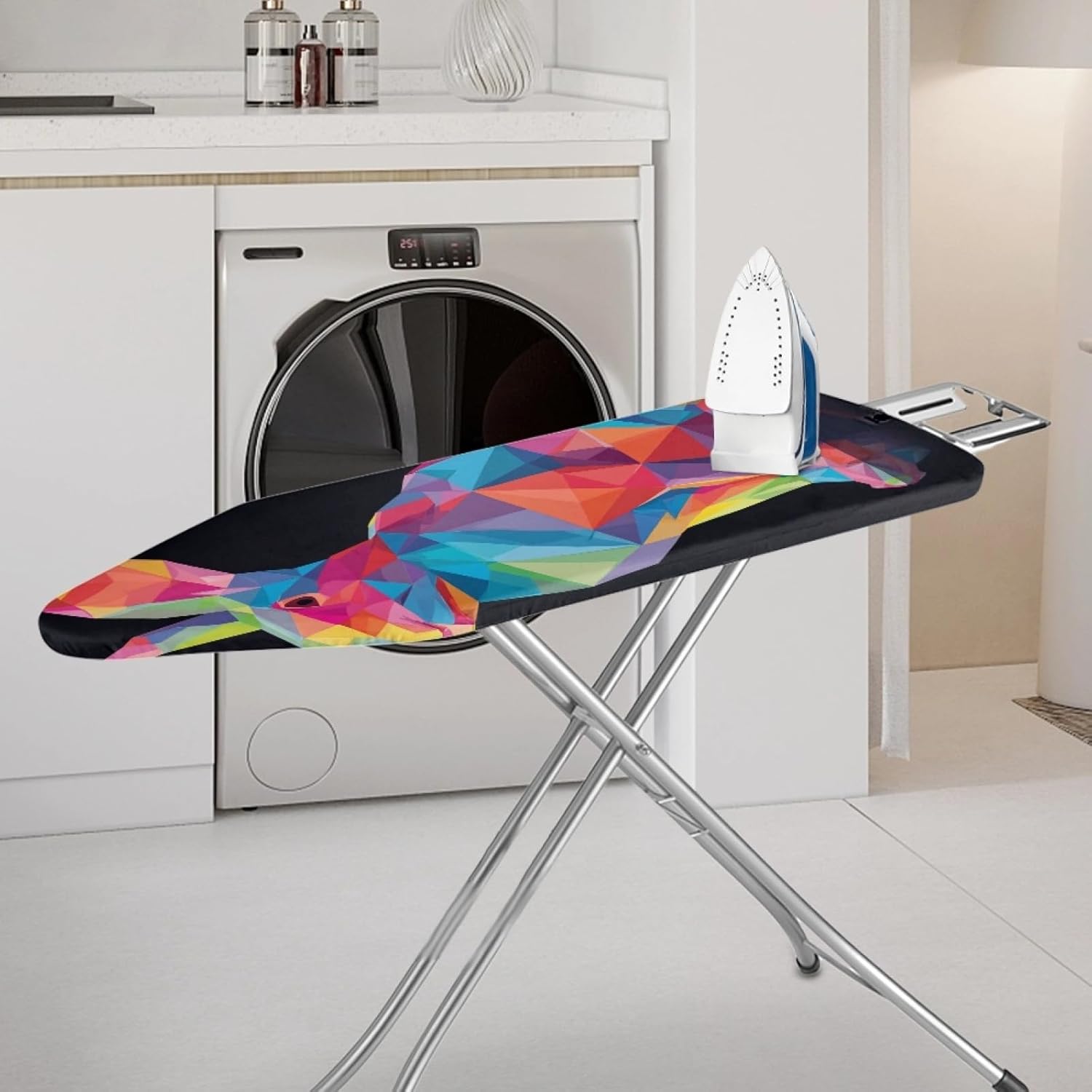 Iron Board Cover with Padding Standard Size Colorful Animals Padded Ironing Board Covers 15x54 Heat Reflective Extra Thick Wide Non Stick Scorch and Stain Resistant Heatproof