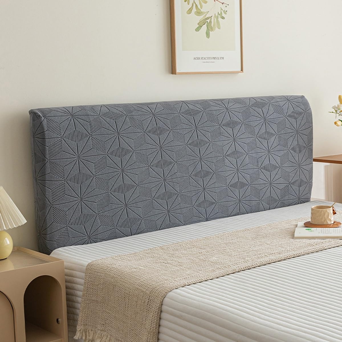 AYUOEODM Headboard Cover Double/single/king Size,Bed Head Slipcover Small Double 4ft,Dustproof All-inclusive Elastic Headboard Protection Cover Spandex Jacquard (Color : Gray, Size : 190-210cm)