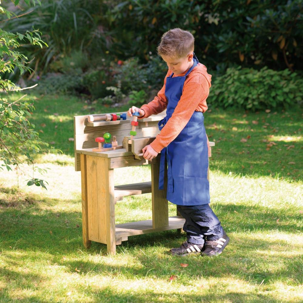 Erzi 10049 Werkbank Outdoor aus Holz für Kinder | zum Spielen im Garten, Rollenspiele, Kreative Spielwelten gestalten
