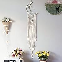 Vista 1 de MOONFLY Atrapasueños con diseño de luna y estrella hecho a mano, tejidos de algodón, atrapasueños de macramé boho, decoración de pared colgante