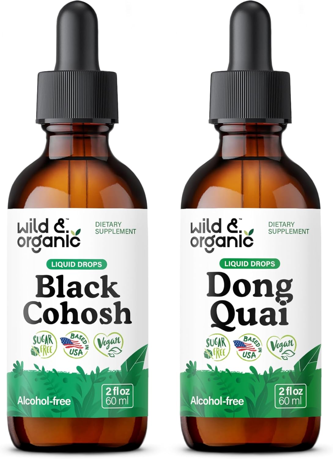 Wild & Organic Black Cohosh Tincture 2 fl oz & Dong Quai Tincture 2 fl oz