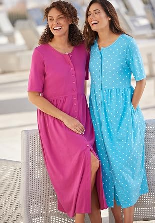 Woman Within Plus Size Short-Sleeve Button-Front Pocket Dress (Petite Available)
