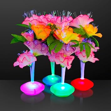 Fiber Optic LED Flower Centerpieces Set of 12 Light Up Centerpieces for Tables