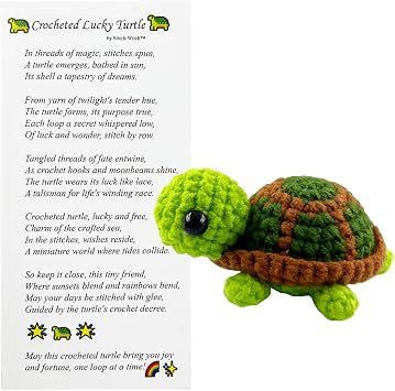 Valentines Day Gifts, Handmade Cute Crocheted Sea Turtle Pocket Hug Token, Small Gifts, Greeting brown turtle