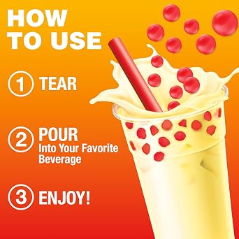 BobaVida Fruit Punch Boba Pearls - Popping Boba for Drinks, Desserts & Food Toppings - Non-GMO Fruit Boba Pearls - 3oz Each, 10 Boba Packets with Straws
