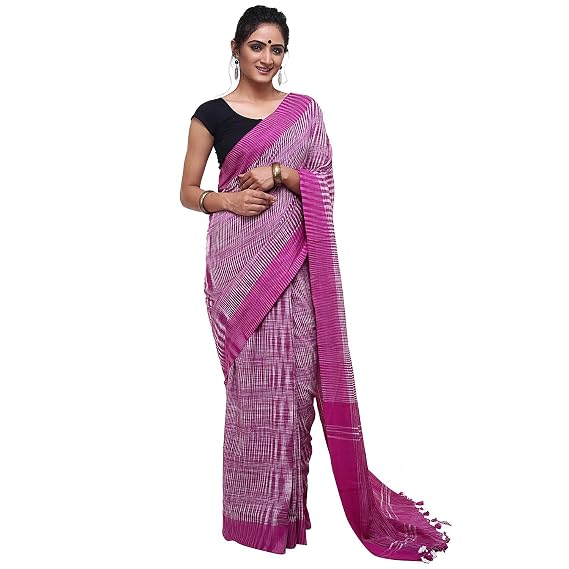 White Bengal Khadi Cotton Saree 