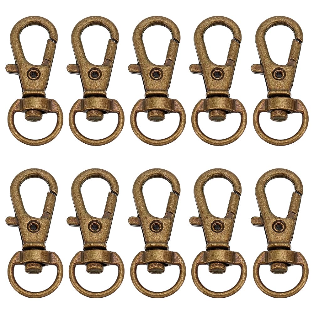 HOBBIESAY 10Pcs Alloy Lobster Claw Clasps 30.5mm Long Antique Bronze Swivel Snap Hooks Trigger Snap Hooks Swivel Lanyards Clasps Metal Clasps for Jewelry Making