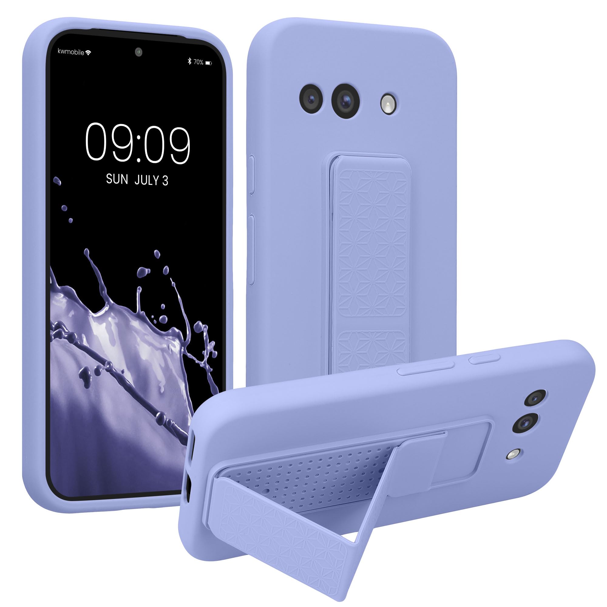 Case Compatible with Google Pixel 9a - Case with Hand Strap and Stand Soft TPU Silicone Coating - Lavender