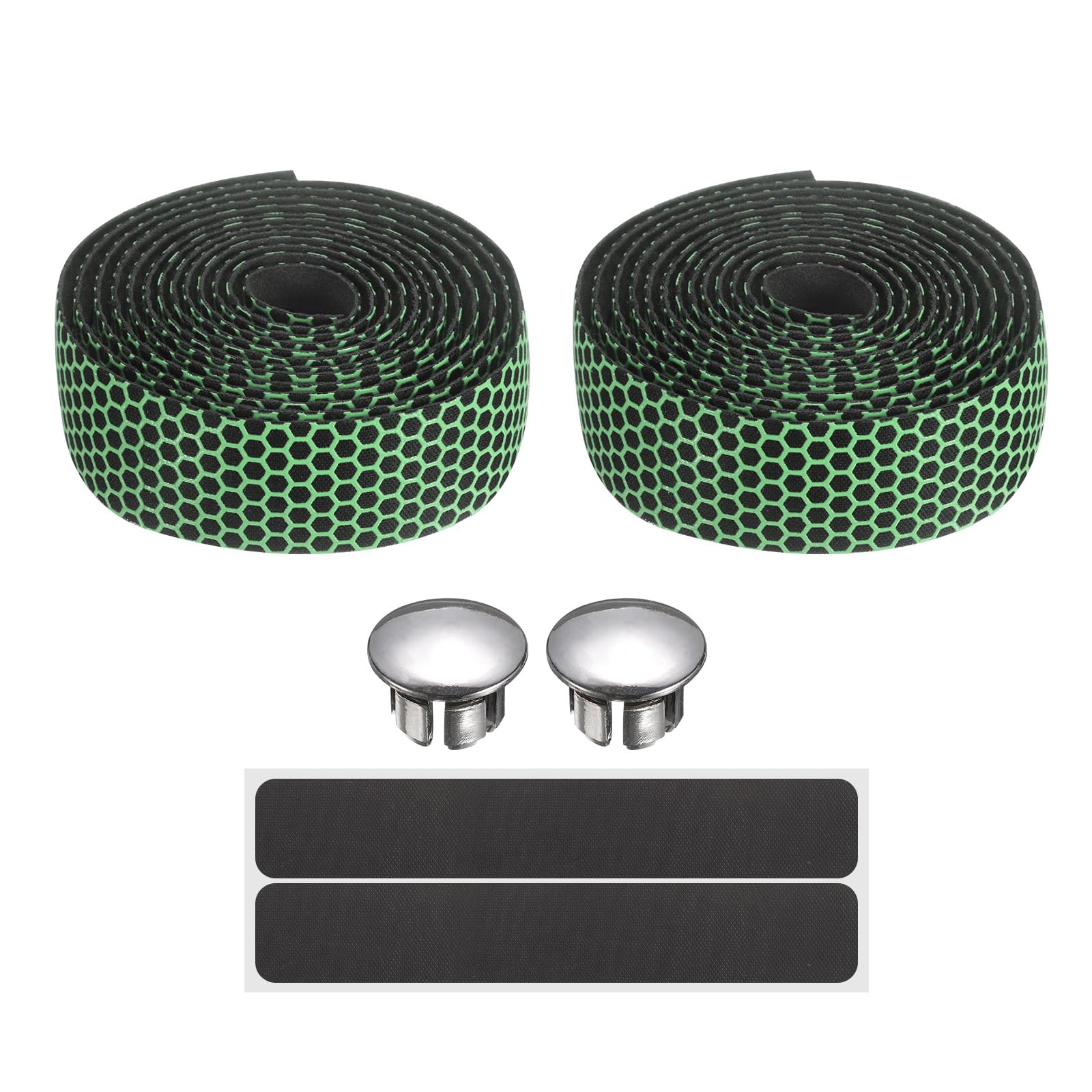 sourcing map Bike Handlebar Tape PU EVA Soft Bicycle Bar Tape with End Plugs for Road Cycling Folding Bicycles Enhance Bike Grip, Green