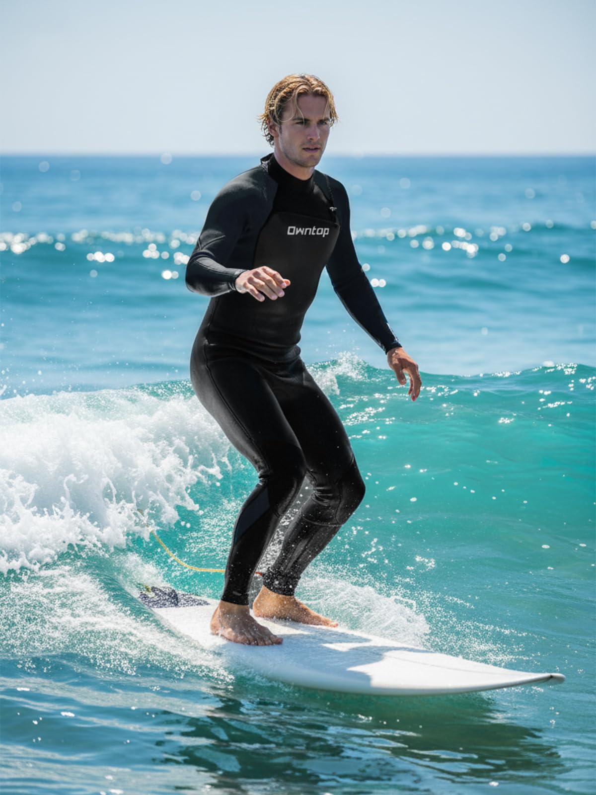 Owntop Traje de neopreno para hombre y mujer de 3/2 mm, longitud completa, con cremallera trasera, elástico térmico, piel de buceo profesional para surf, esnórquel