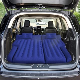 Umbrauto SUV Air Mattress for Trunk: Upgraded Car Camping Mattress with Flocked Surface and Extra Thick Bottom, Van Sleeping Bed for Back Seat with Pump, Nozzle, Carry Bag