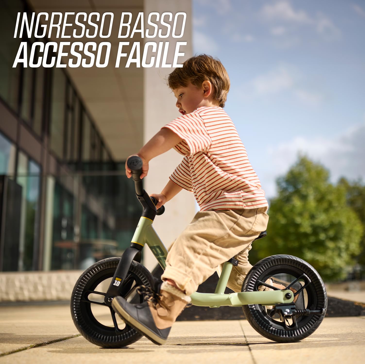 BERG MOOV 10 | Bici Senza Pedali per Bambini da 2 Anni | Ruote EVA Antiforatura da 10 Pollici | Sella e Manubrio Regolabili | Leggera ed Ergonomica | Facile da Trasportare